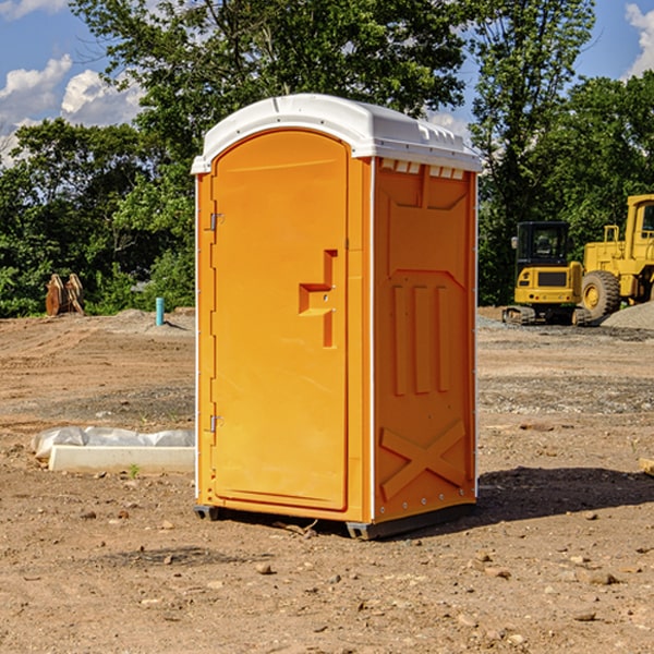 how often are the portable restrooms cleaned and serviced during a rental period in Kemp OK